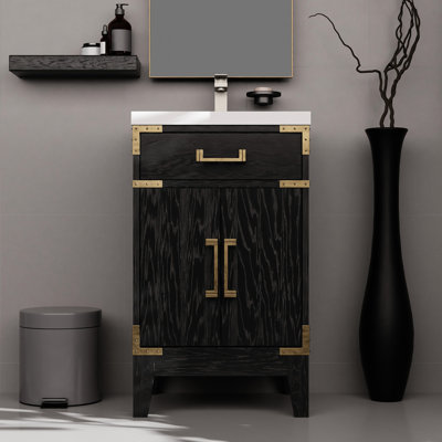 Brown Oak Bathroom Vanity With Acrylic Countertop - 20 In. W X 18 D Mirror Included Ample Tops Soft Close Functionality