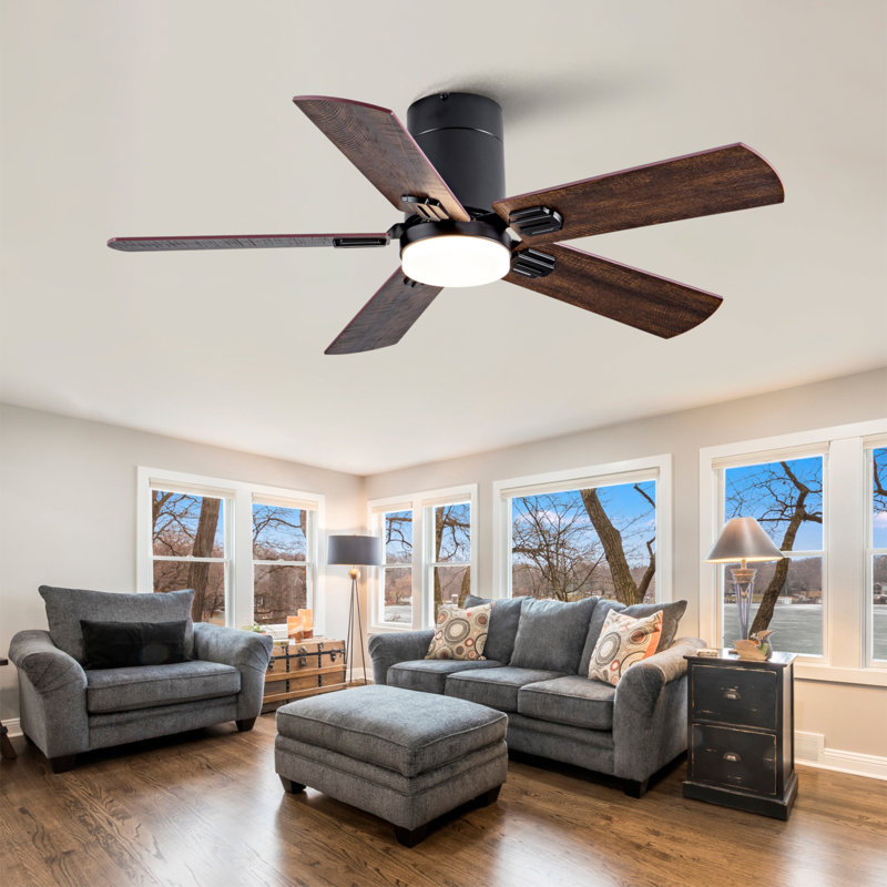 Ventilateurs de plafond à profil bas de 42 pouces avec lumière et télécommande, moteur à DEL à intensité variable et réversible, pour une utilisation à l'intérieur ou à l'extérieur de la chambre à coucher