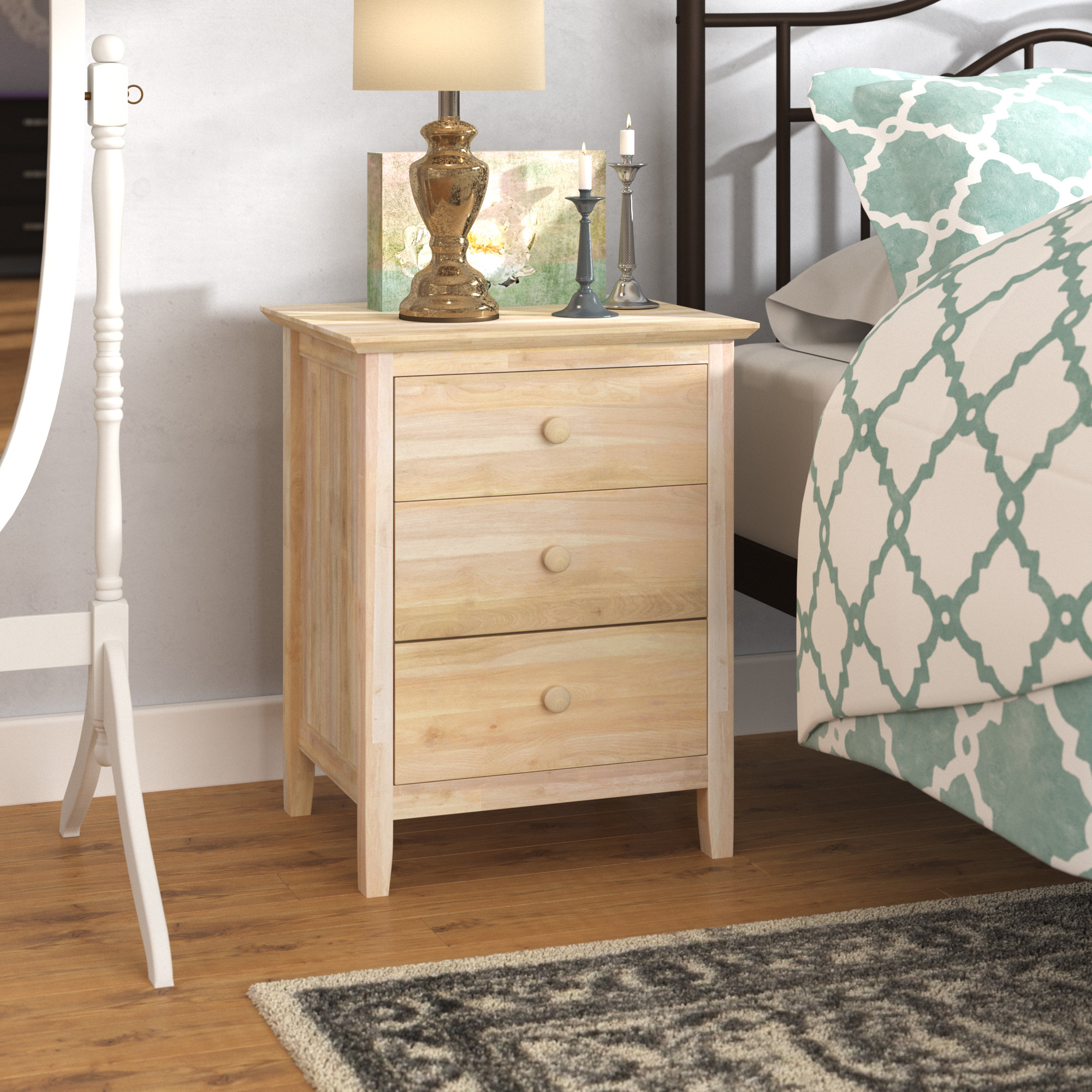 Highland Dunes Dufrene Solid Wood 3 Drawer Nightstand & Reviews ...