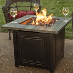 Burlington by Endless Summer, 30" Square LP Gas Outdoor Fire Pit with Faux Wood Mantel