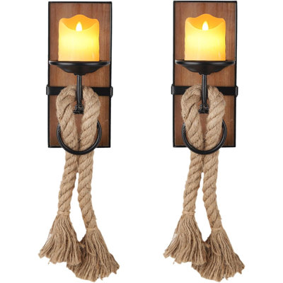 Wall Lamp Candle Holder Black Wall Mounted