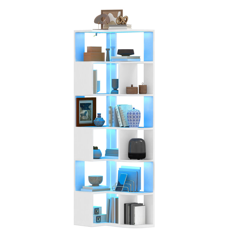 64cm W Geometric Bookcase, (7 Shelves) 180cm H x 64cm W x 41.5cm D