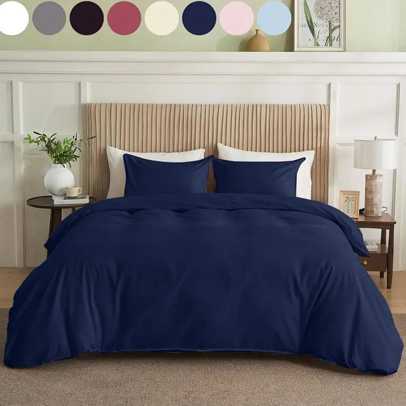 Navy Blue Simply Clean Solid Duvet Cover For Queen, Soft And Breathable, Comfort Bare Sleeping, Craft, Pilling, Fits Bed Sizes, Dye Queen By Clean, Cotton Blend, Comfortable Reinforced Stitching,