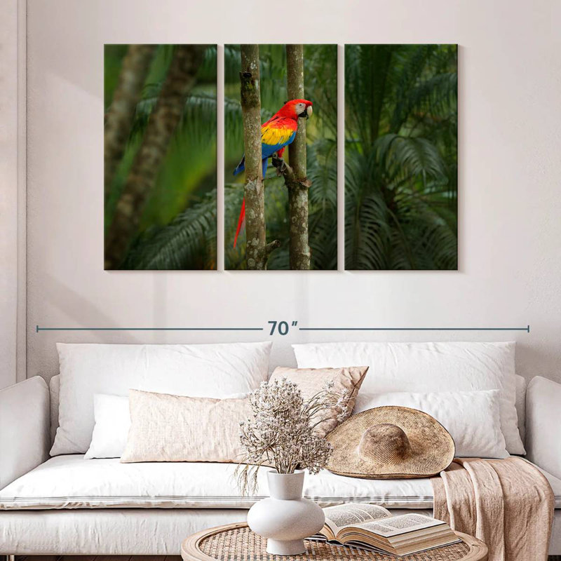 Brampt Wild Scarlet Macaw, 32" H x 50" W