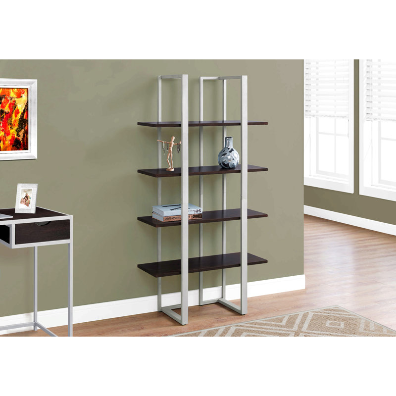 Bibliothèque, bibliothèque, étagère, 4 niveaux, H 60 po, bureau, chambre à coucher, stratifié, contemporain, moderne