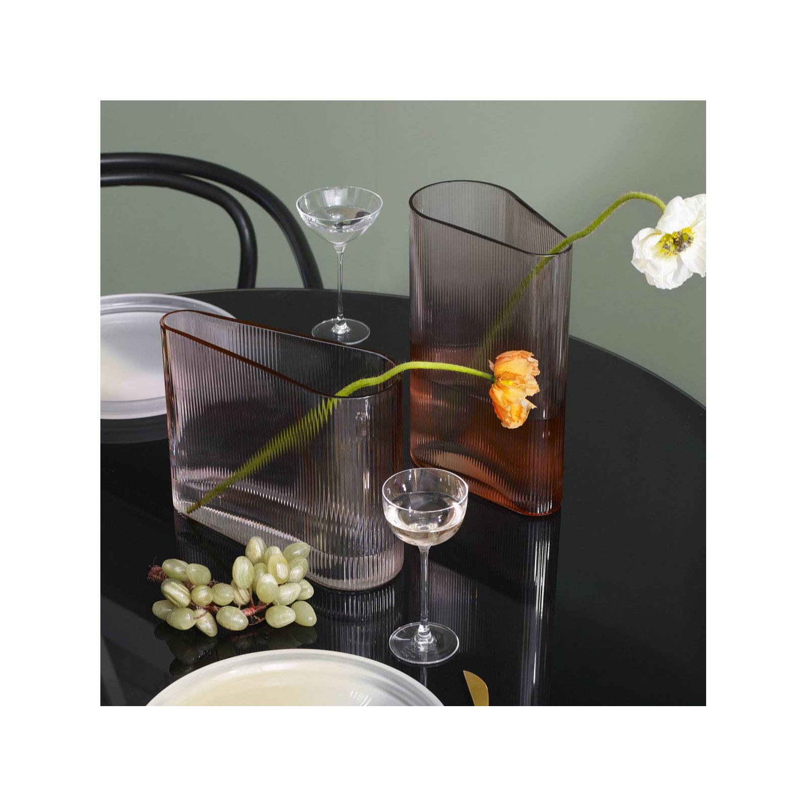 Mist Handmade Lead Free Crystal Table Vase, 15" H x 11" W x 5.5" D