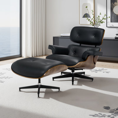 Reclining Swivel Lounge Chair and Ottoman Set by George Oliver