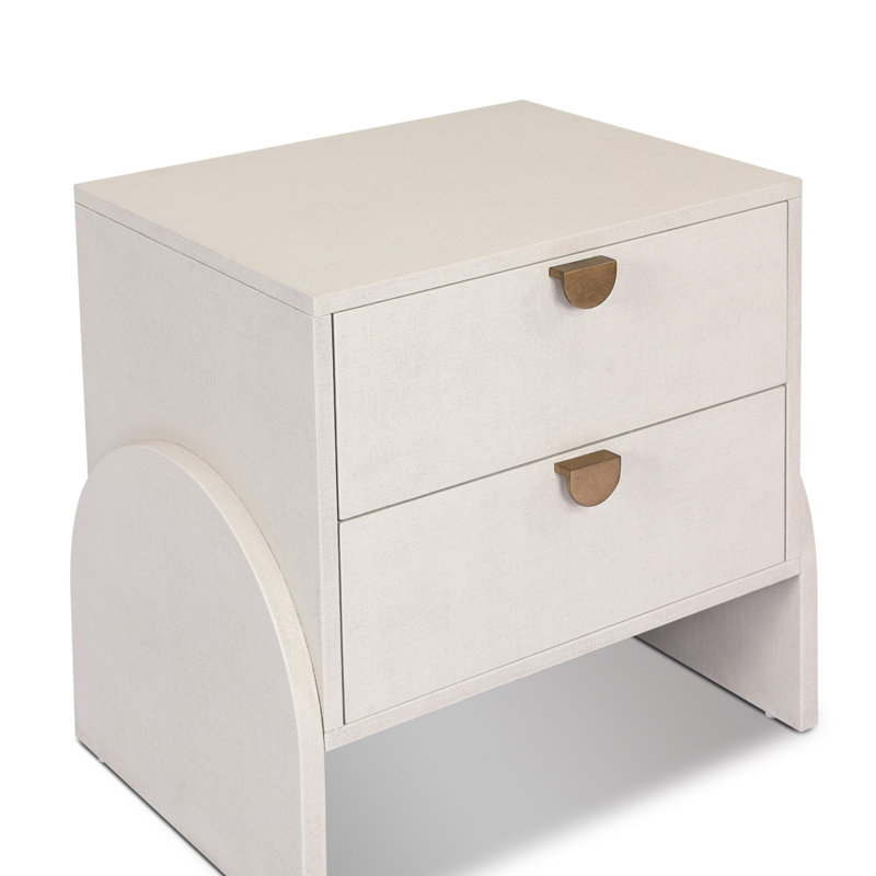 Cressida Nightstand-Ivory Painted Linen, Ivory Painted Linen