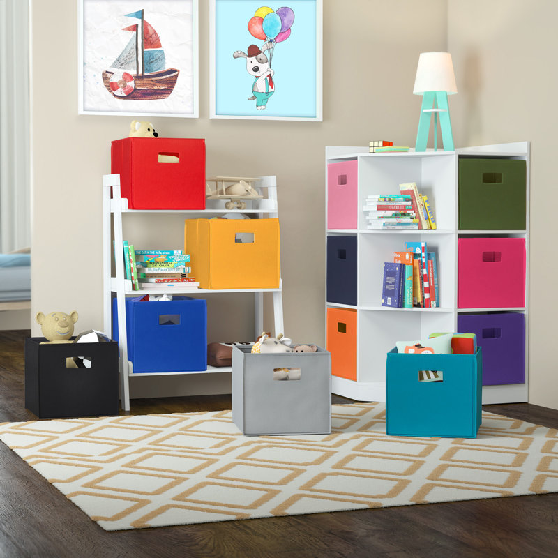 RiverRidge Kids 2pc Fabric Collapsible Storage Cube Organizers with Handles for Playroom Organization - Red, Red