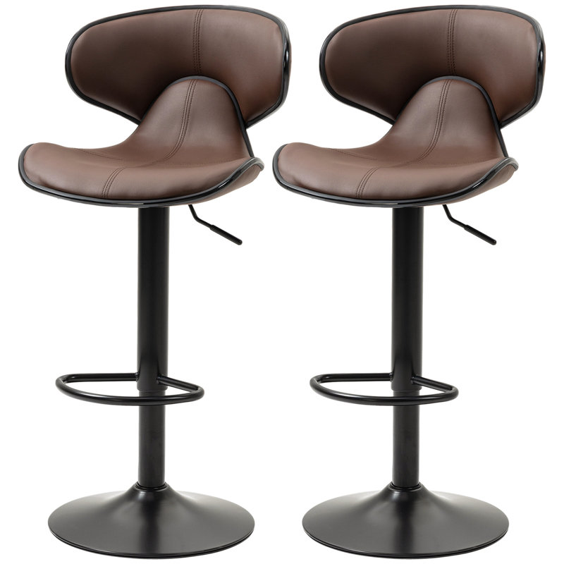 Barakah Swivel Adjustable Height Counter Stool with Metal Frame, Brown