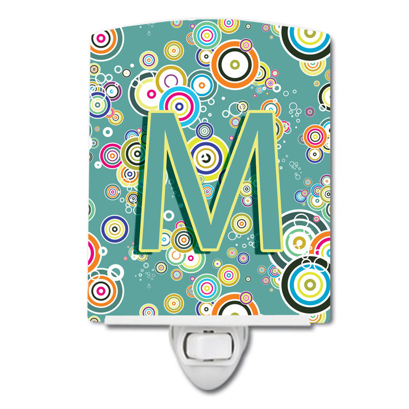 Circle Initial Alphabet Ceramic Night Light, M