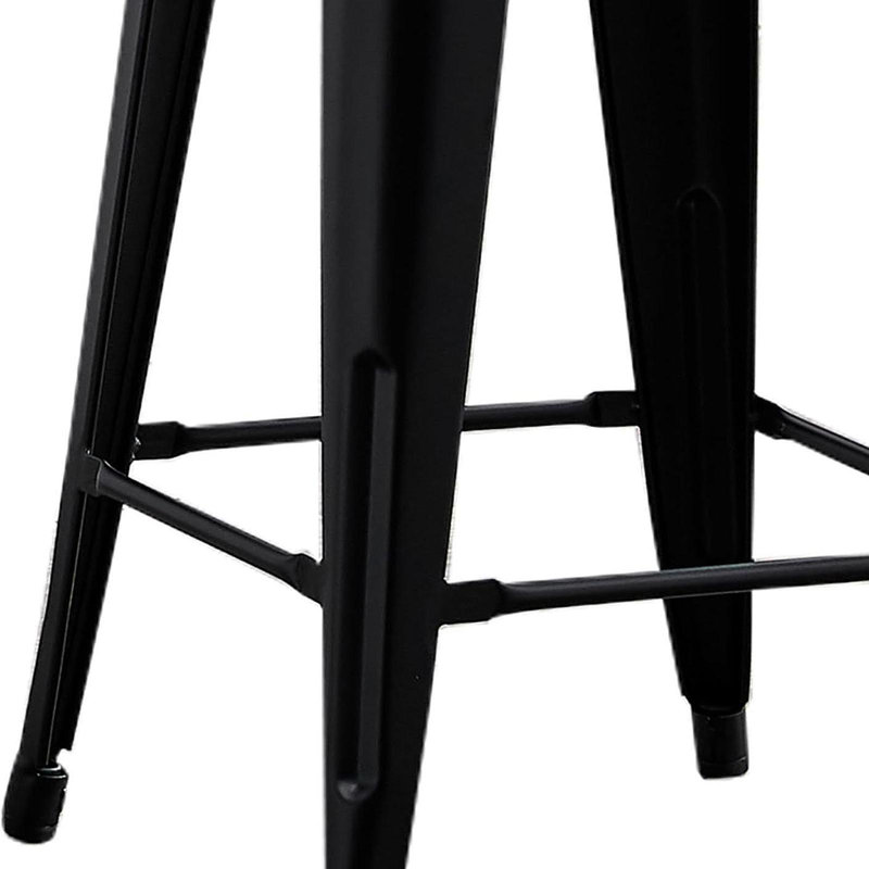 Backless Modern Light Weight Industrial Rustic Vintage Costal Metal Bar Stools With No Back And 4 Leg Design (Set Of 2) (30" Seat, Matte Black)