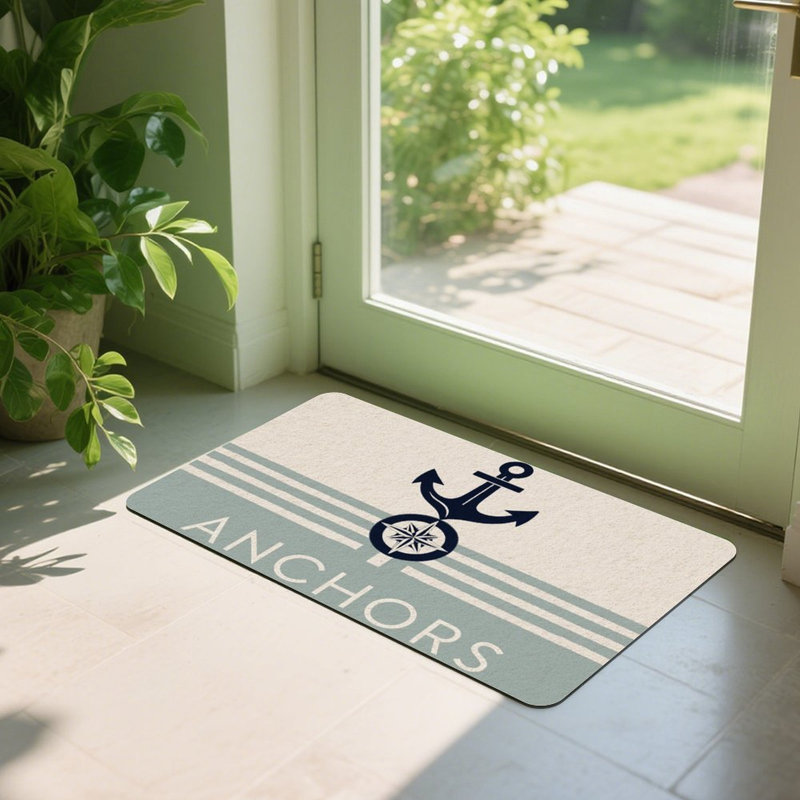 Anchor Compass Nautical Doormat, 24 x 36, for Front Door