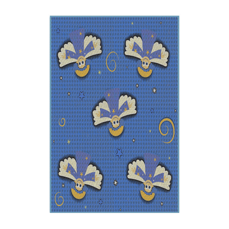 Tapis de zone bleu royal à motifs, Rectangle 7 pi x 9 pi
