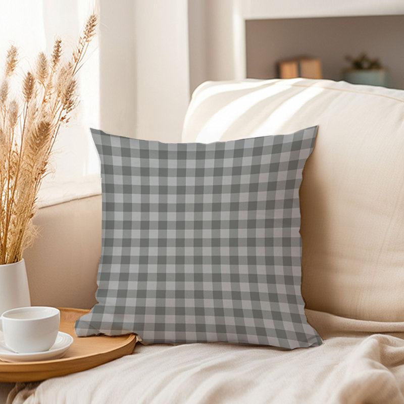 Gingham Pattern IX Retro Gray, 18"H x 18"W