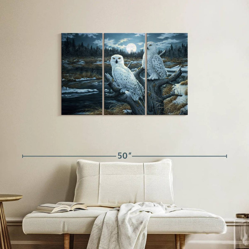 Brampt Two Snowy Owls, 24" H x 38" W