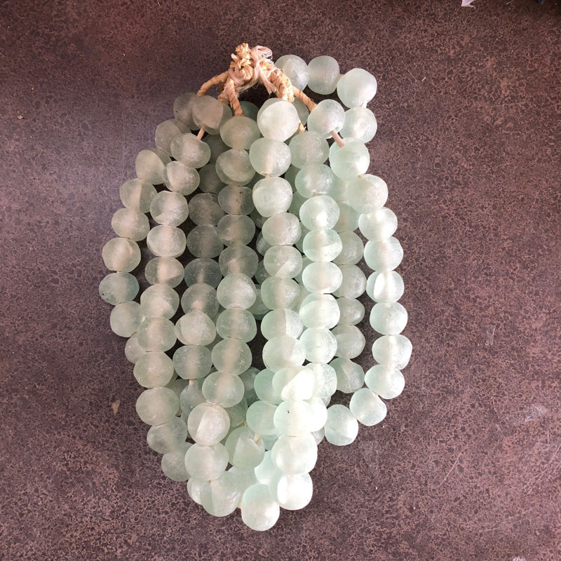 Sea Glass Beads Sculpture, 25" H x 1.25" W x 1.25" D, Aqua Green