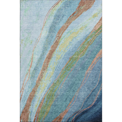 Premium Machine Washable Mayfield AMF2037 Swirls Rug
