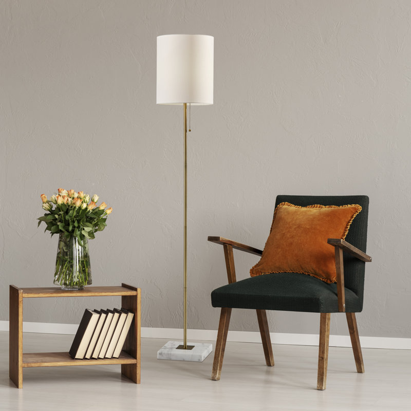 Lampe sur pied 62 po Reed, Laiton antique