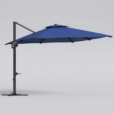 Parasol de patio en porte-à-faux décalé carré 10 x 10 pi - Rotation à 360 °, protection contre les rayons UV, résistant au vent jusqu'à 46 mi / h, inclinaison facile, cadre robuste