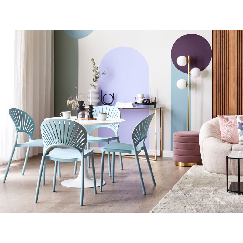 Deaton Stacking Patio Dining Dining Chair with Cushion, Blue