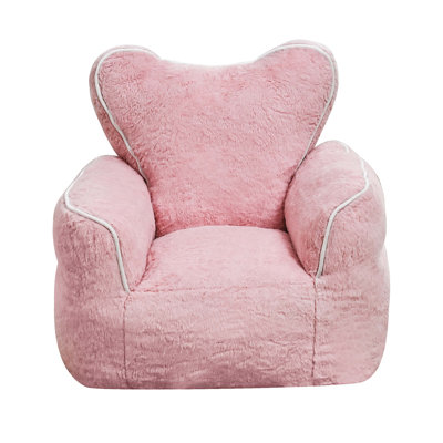 Fauteuil à billes en fausse fourrure pour enfants en forme de cœur, chaise confortable pour enfants