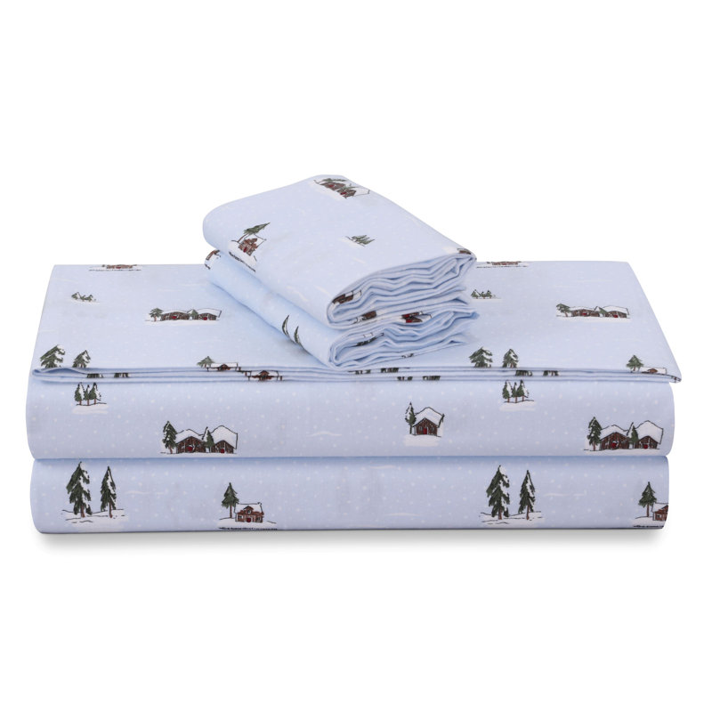 Flannel Paisley Sheet Set, Split Queen Sheet Set with 3 Additional Pieces, Blue/White/Green