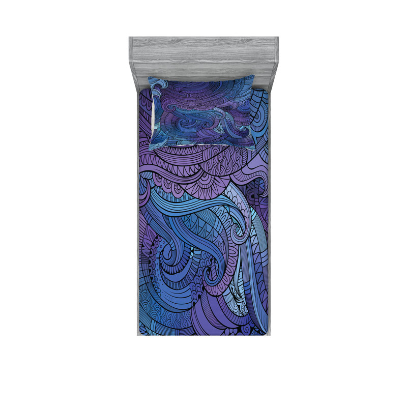 Ensemble de drap-housse et taies décoratives Ambesonne, Ensemble de draps pour lit simple + 1 drap-housse 