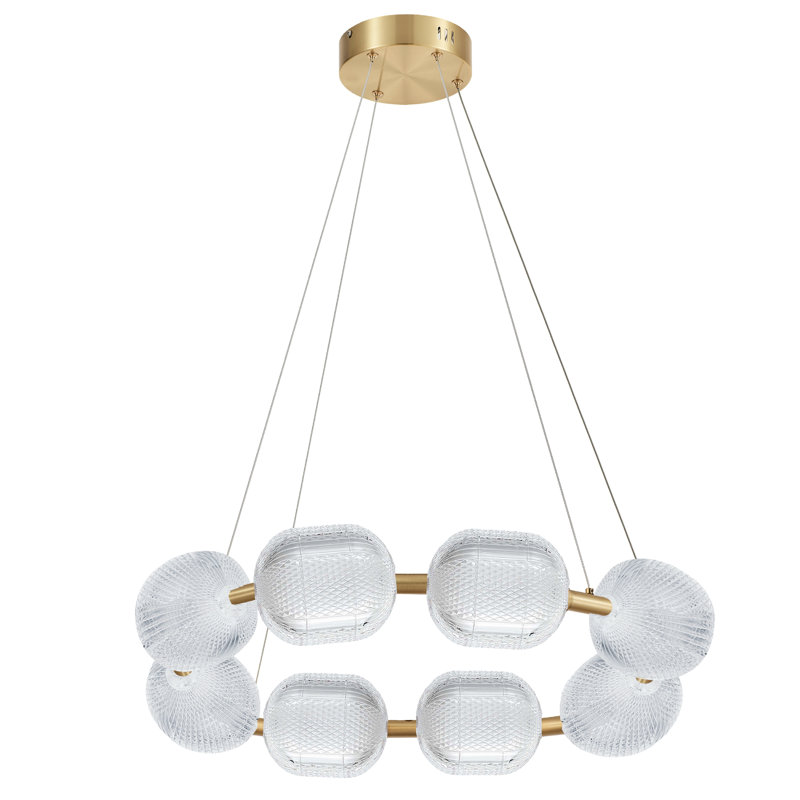 Lustre 8 lumières DEL Peri - 56W, Laiton vieilli