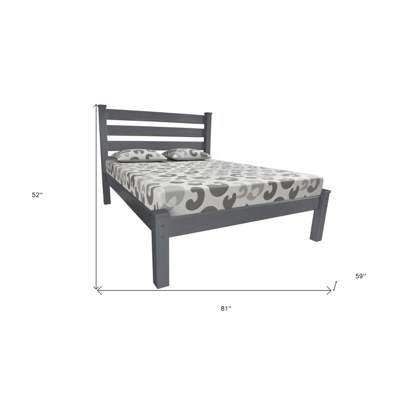 Gray Solid Wood Full Bed Frame
