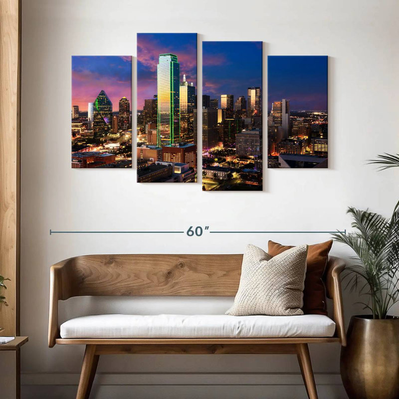 Nicci Dallas Skyline At Sunset, 32" H x 52" W