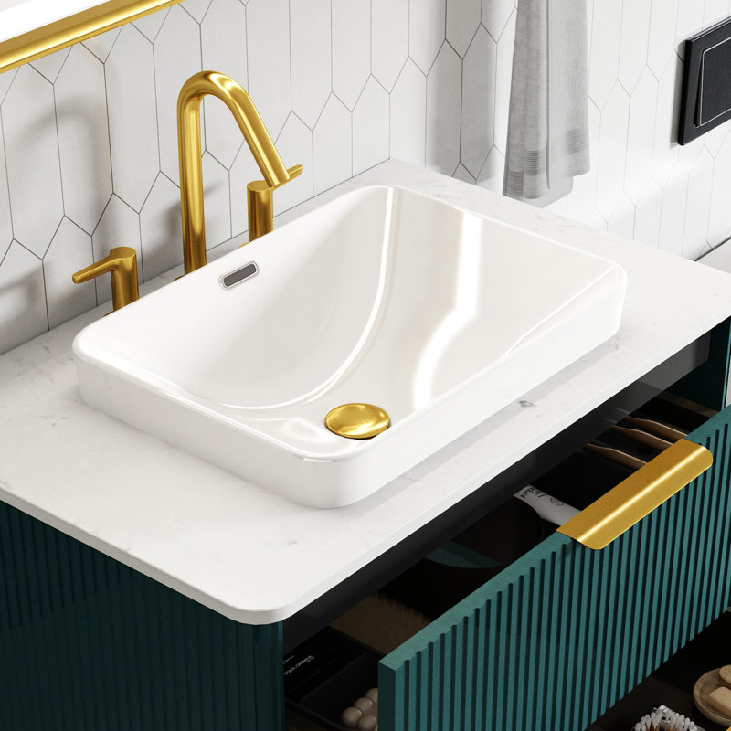 Lavabo intégré en céramique blanche avec surface facile à nettoyer