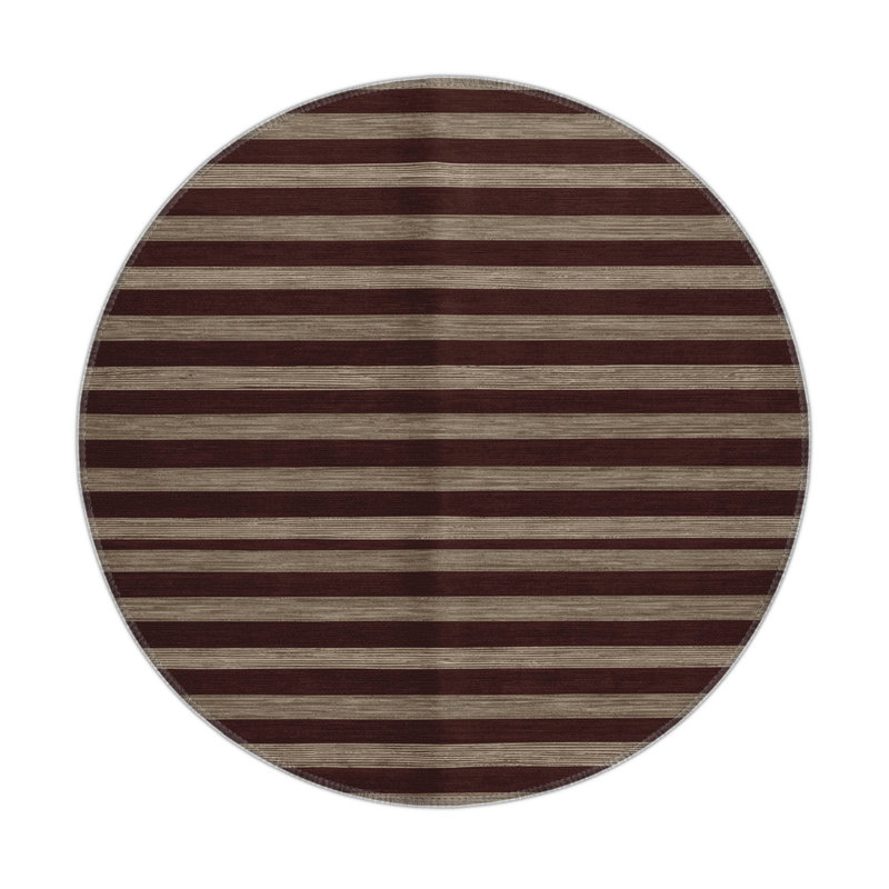 Tapis intérieur / extérieur noir HorizontalStripes, Rond 5 pi