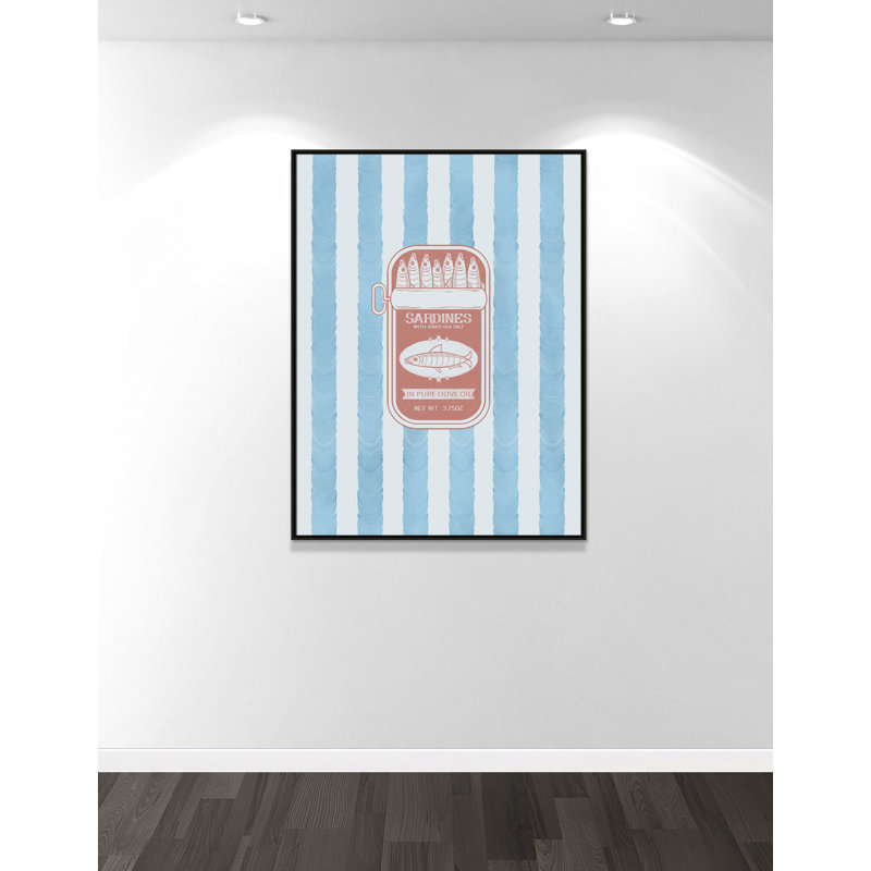 «Salty Sardines Print» par Marcus Prime, L 37,5 po x H 49,5 po, Flottant espresso