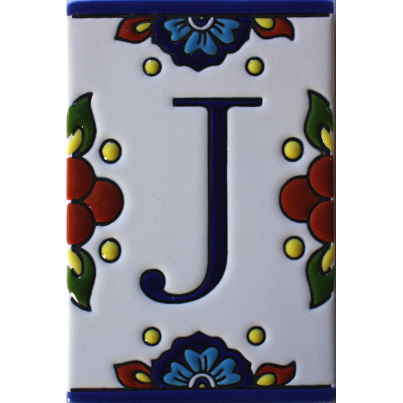 Carrelage TalaMex mexicain Talavera Mission lettre J