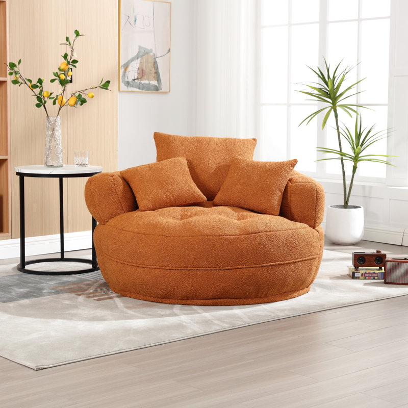 Simple, éponge en chenille, sans assemblage, fauteuil-lit pour chambre à coucher, salon, orange, housse lavable, forme compacte, 3 coussins assortis, assemblage en éponge requis, salon moderne, structure,