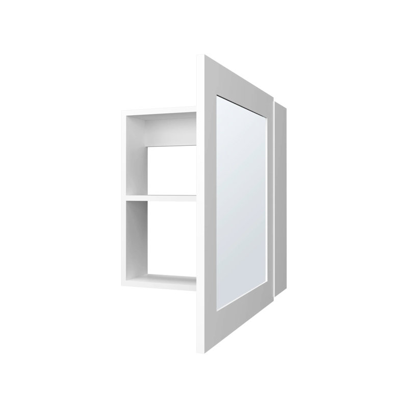 White Medicine Storage Cabinet For Bathroom - 2 Shelves, Mirror Feature In Enhances Style, White
