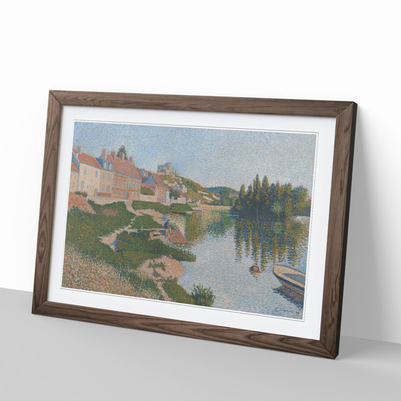 Les Andelys by Paul Signac - Picture Frame Painting, 36cm H x 48cm W x 2cm D, Walnut Framed