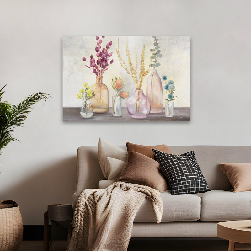 Automne serre I floral bleu contemporain gris automne brun, H 48 po x l 32 po