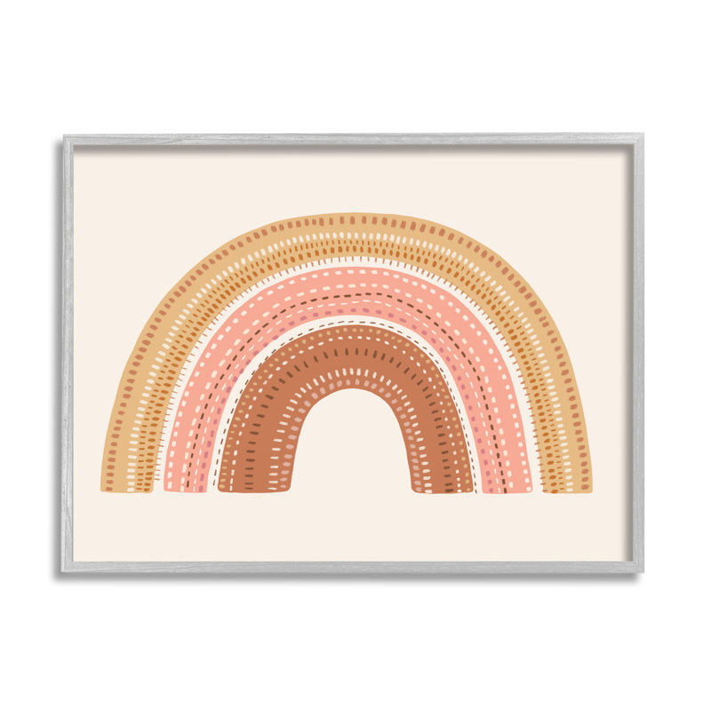 «Earthly Boho Rainbow Brode Stitch Inspired Motif Wall Plate Art» par Nancy Mckenzie, H 14 po x l 11 po