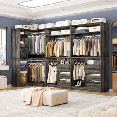 72"-108" Closet System With Drawers And Rods
