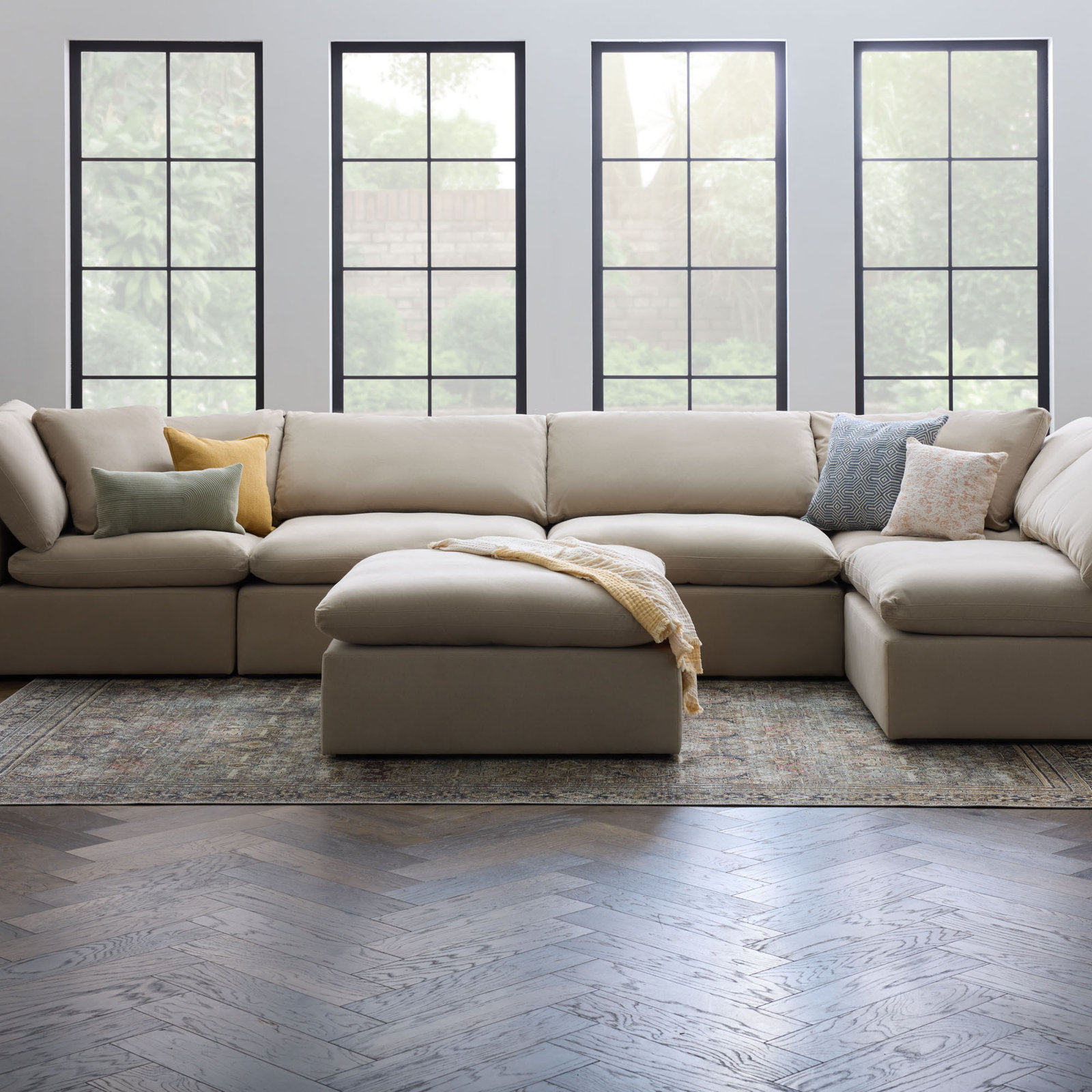 Calana Modular Sectional, Almond, 6 Piece