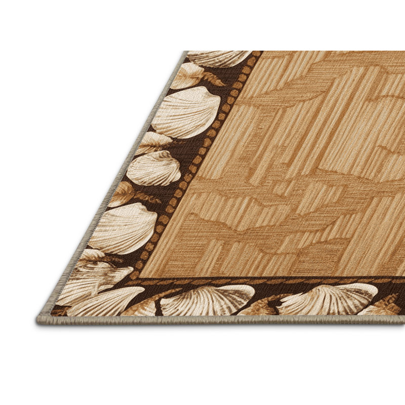 Washable Shell Borders Hawaiian Area Rug, Rectangle 2' x 3'