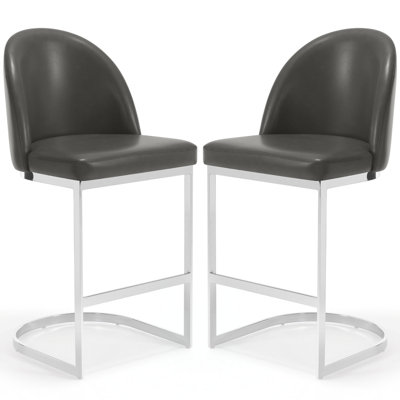 Upholstered Counter Stool with Metal Frame