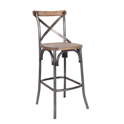 Metal 94541 Bar Stool with Wood Seat in
