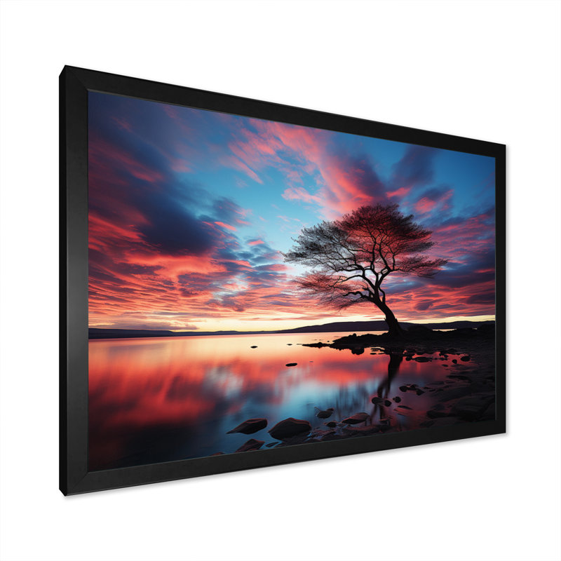 Symphonie bleue et bleue sur toile, H 30 po x l 40 po x P 1,5 po, Cadre simple noir