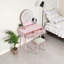 Ensemble de coiffeuse 54 "avec miroir à DEL, ensemble de coiffeuse 4 tiroirs avec tabouret-1070750677