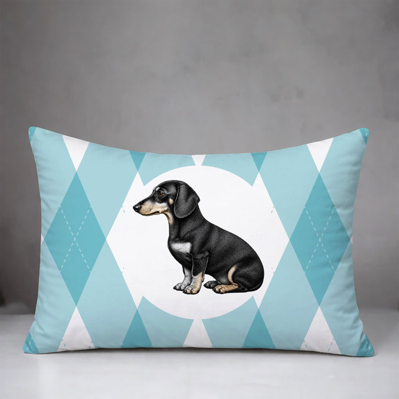Coussin réversible intérieur / extérieur Dachshund Dog, 25 x 18, Sarcelle