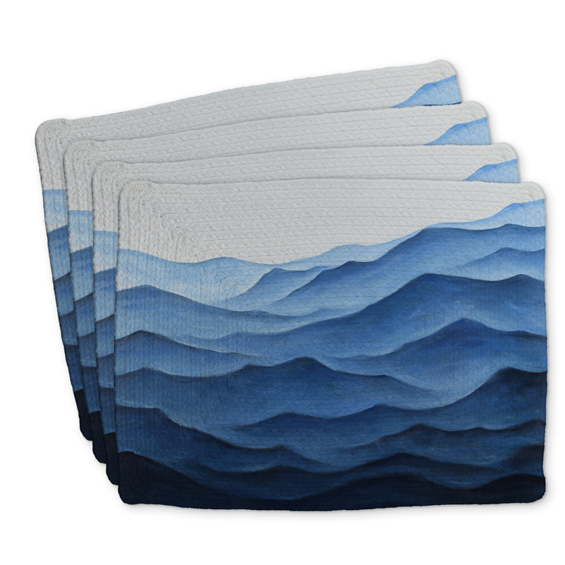 Blue Ocean Braided Polyester Placemats Set of 4 | Home Decor