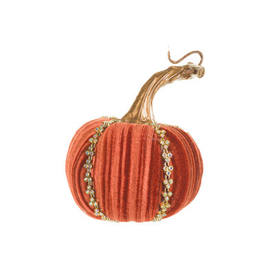 Glossy Abstract Off-White Velveteen Pumpkin Accent Pack of 6
